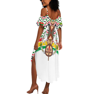 Burkina Faso Summer Maxi Dress Red Green Black Geometric - African Pride
