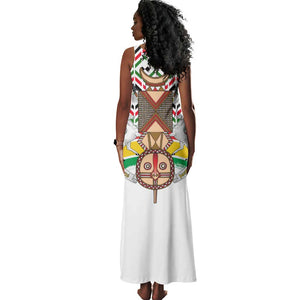 Burkina Faso Tank Maxi Dress Red Green Black Geometric - African Pride