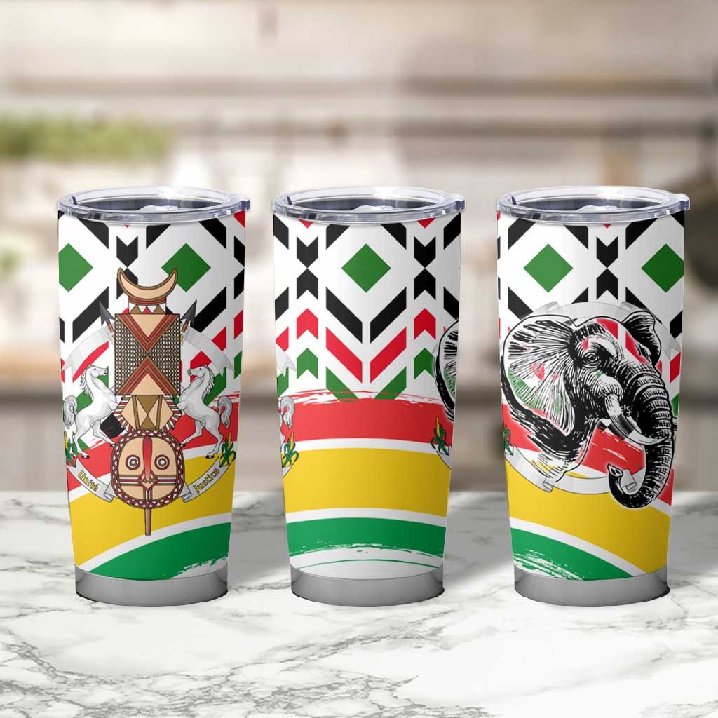Burkina Faso Tumbler Cup Red Green Black Geometric - African Pride