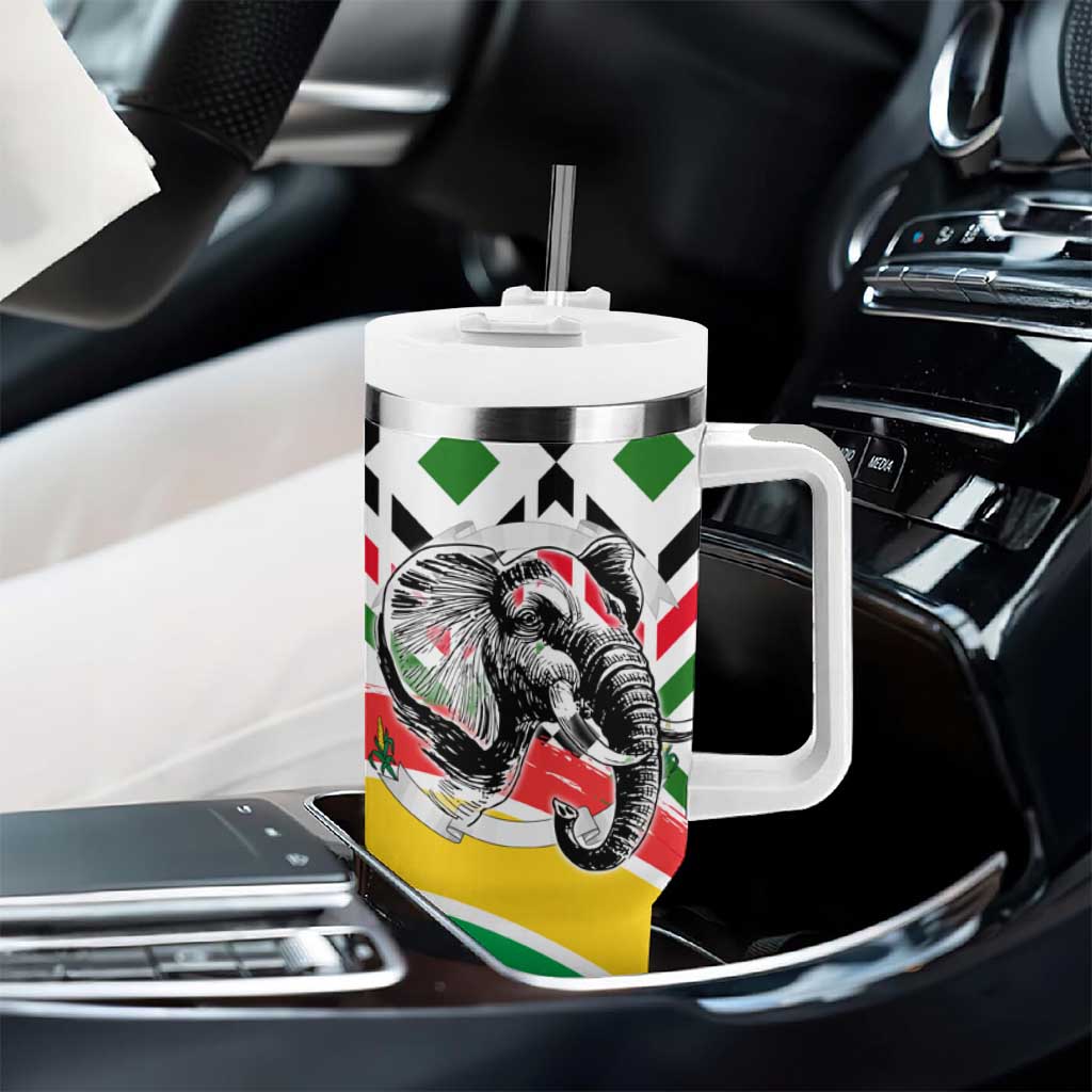 Burkina Faso Tumbler With Handle Red Green Black Geometric - African Pride