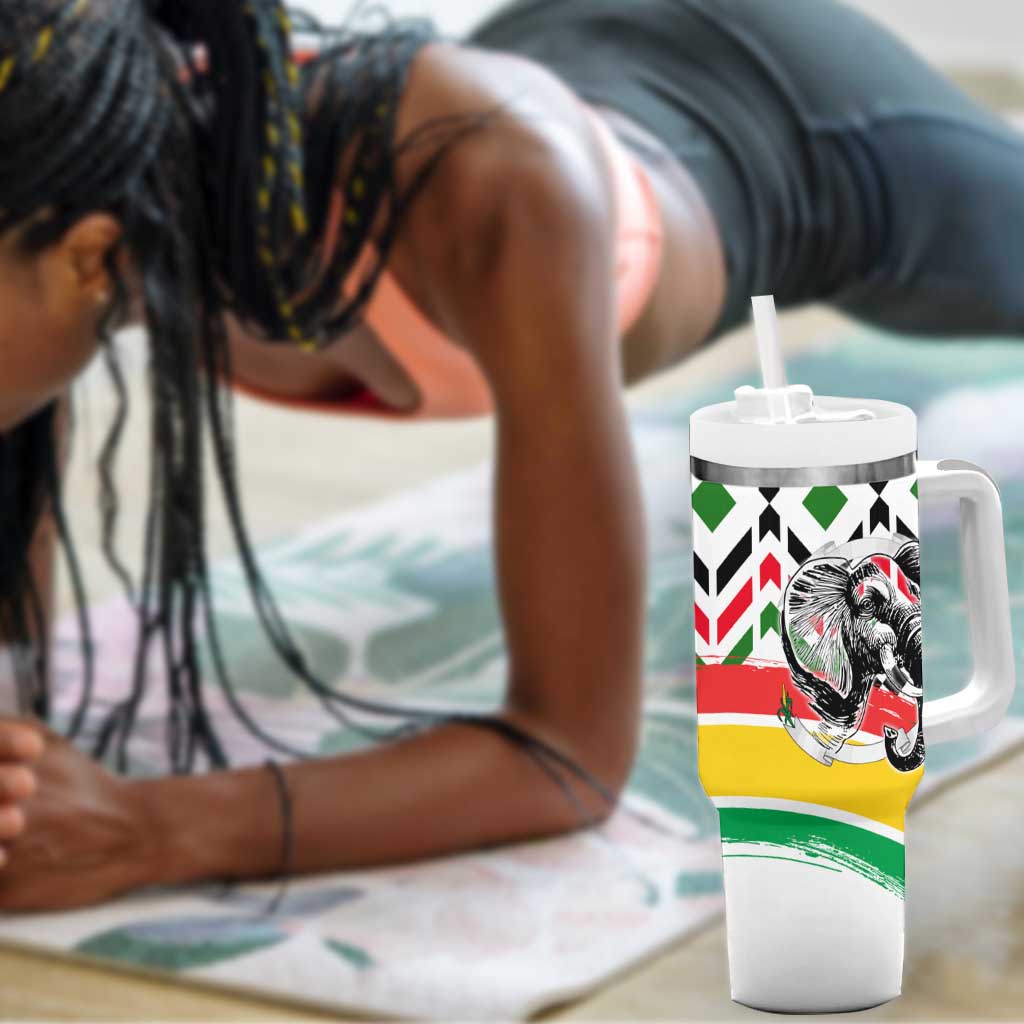 Burkina Faso Tumbler With Handle Red Green Black Geometric - African Pride