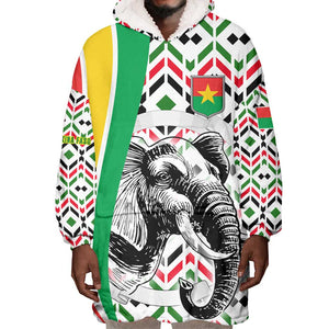 Burkina Faso Wearable Blanket Hoodie Red Green Black Geometric - African Pride