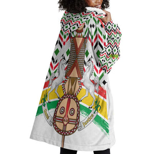 Burkina Faso Wearable Blanket Hoodie Red Green Black Geometric - African Pride