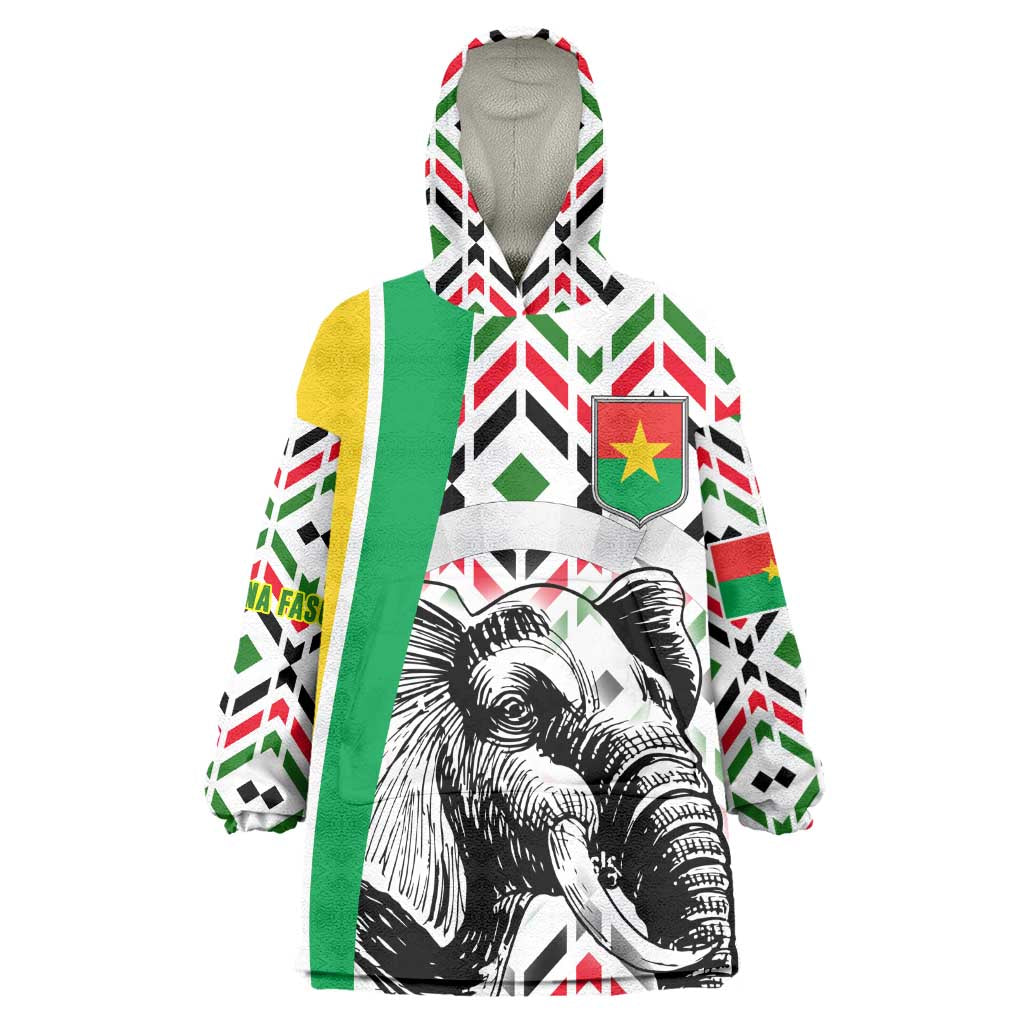 Burkina Faso Wearable Blanket Hoodie Red Green Black Geometric - African Pride