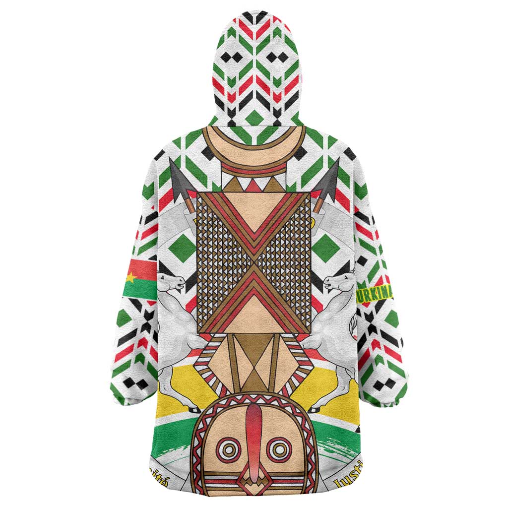 Burkina Faso Wearable Blanket Hoodie Red Green Black Geometric - African Pride