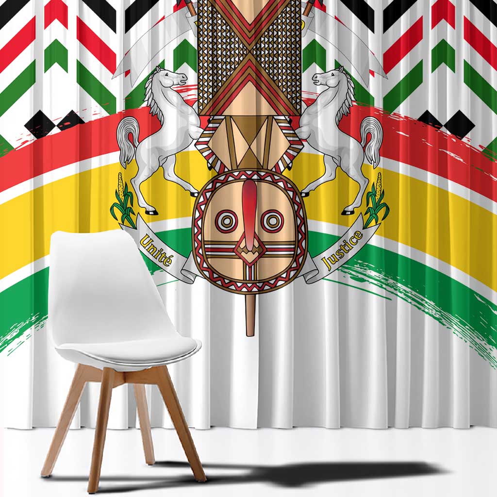 Burkina Faso Window Curtain Red Green Black Geometric - African Pride