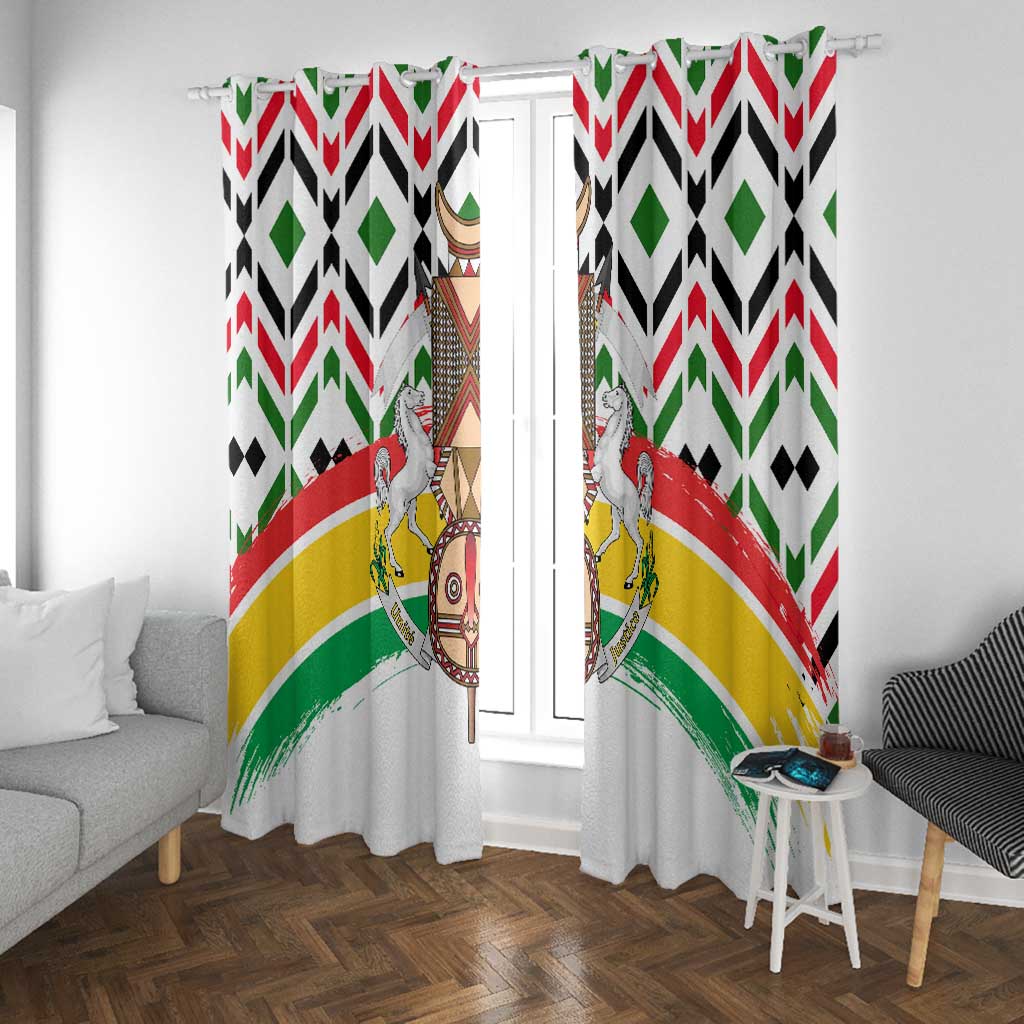 Burkina Faso Window Curtain Red Green Black Geometric - African Pride