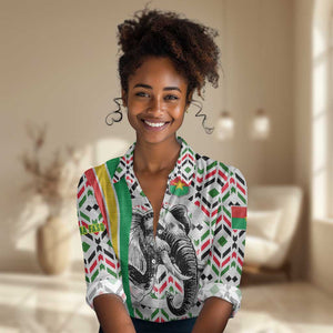 Burkina Faso Women Casual Shirt Red Green Black Geometric - African Pride