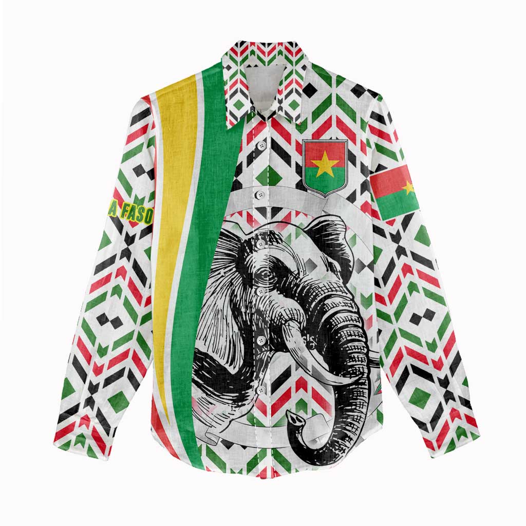 Burkina Faso Women Casual Shirt Red Green Black Geometric - African Pride