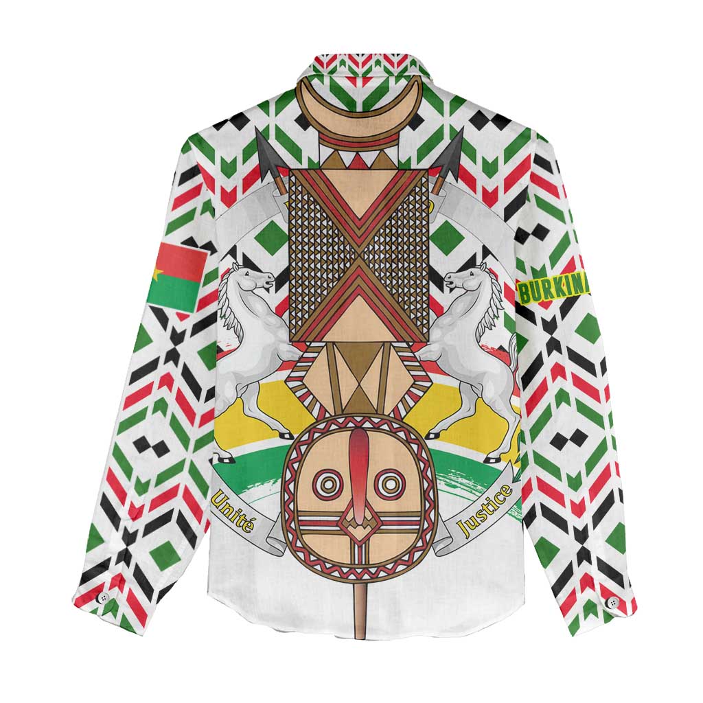 Burkina Faso Women Casual Shirt Red Green Black Geometric - African Pride