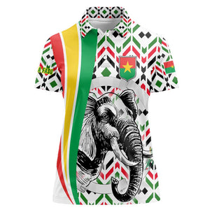 Burkina Faso Women Polo Shirt Red Green Black Geometric - African Pride