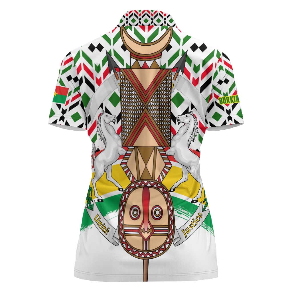 Burkina Faso Women Polo Shirt Red Green Black Geometric - African Pride