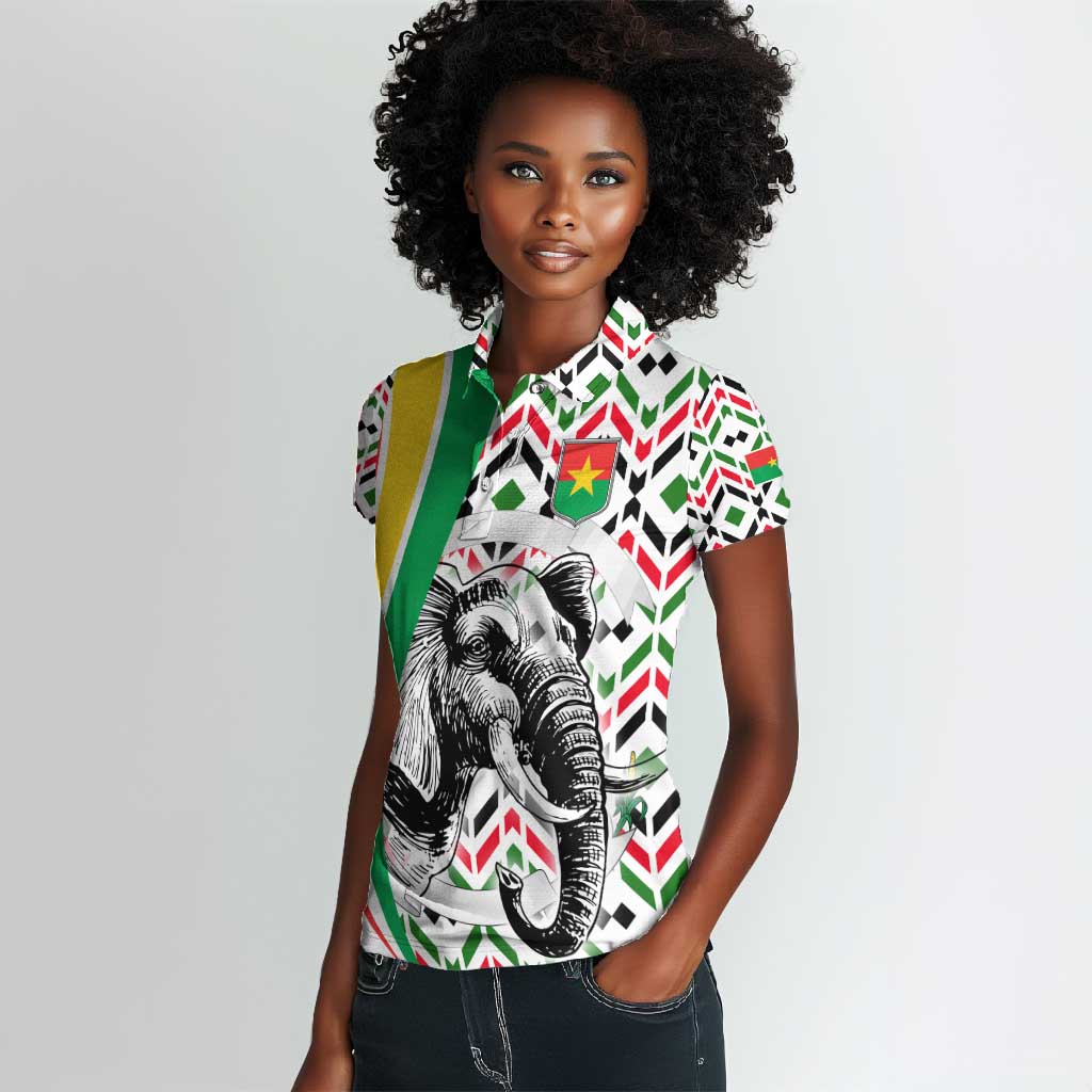 Burkina Faso Women Polo Shirt Red Green Black Geometric - African Pride