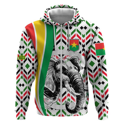 Burkina Faso Zip Hoodie Red Green Black Geometric - African Pride
