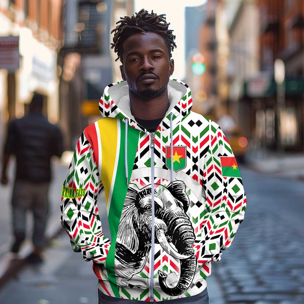 Burkina Faso Zip Hoodie Red Green Black Geometric - African Pride