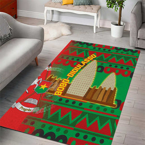 Burkina Faso Area Rug Tribal Design and Bobo Dioulasso Landmark - African Pride