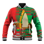 Burkina Faso Baseball Jacket Tribal Design and Bobo Dioulasso Landmark - African Pride