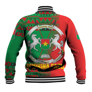 Burkina Faso Baseball Jacket Tribal Design and Bobo Dioulasso Landmark - African Pride