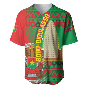 Burkina Faso Baseball Jersey Tribal Design and Bobo Dioulasso Landmark - African Pride