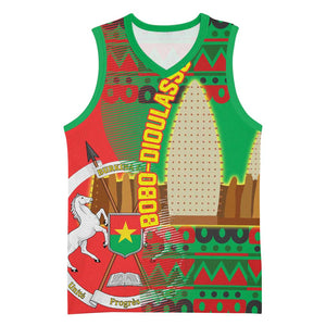 Burkina Faso Basketball Jersey Tribal Design and Bobo Dioulasso Landmark - African Pride