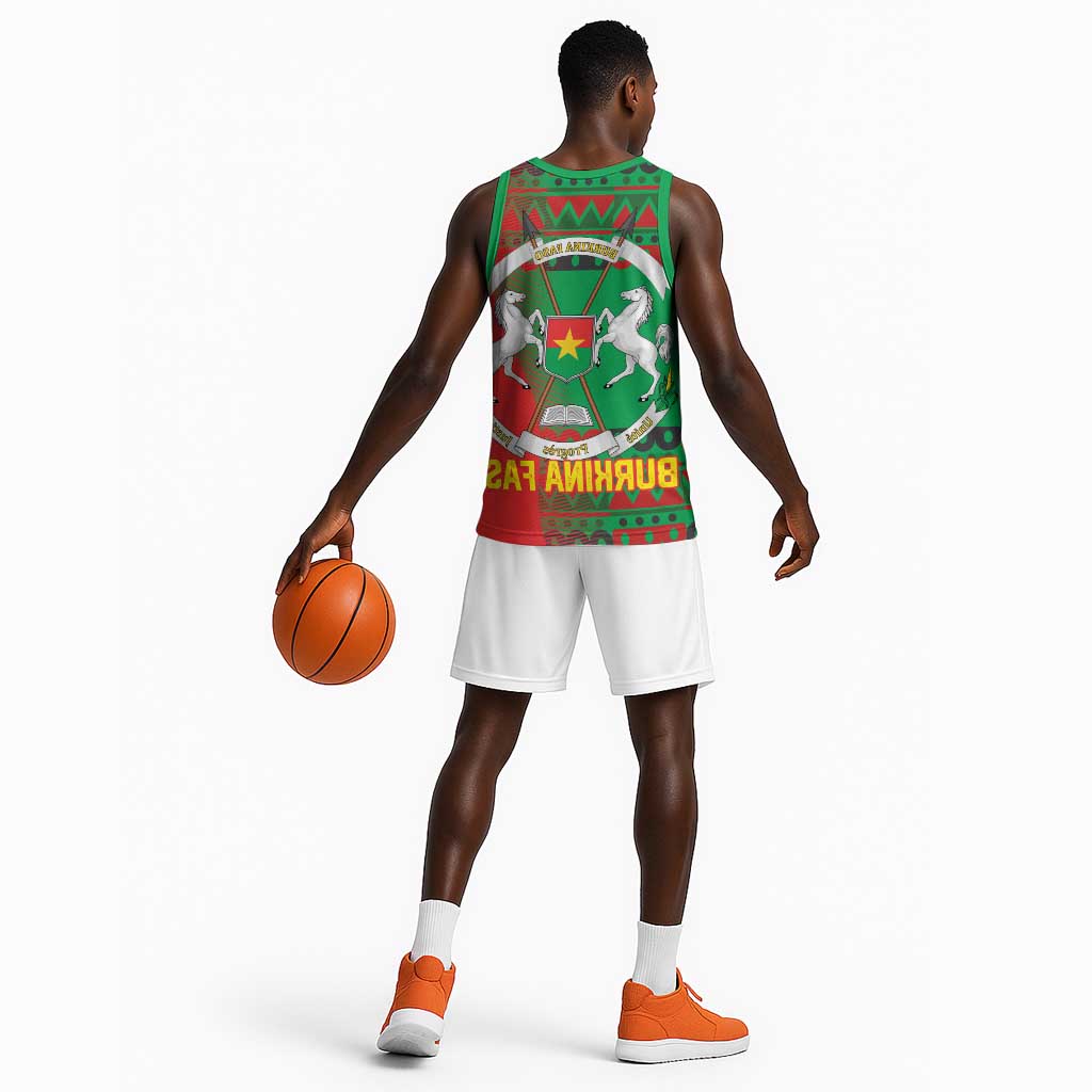 Burkina Faso Basketball Jersey Tribal Design and Bobo Dioulasso Landmark - African Pride