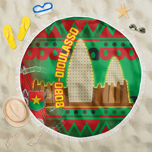 Burkina Faso Beach Blanket Tribal Design and Bobo Dioulasso Landmark - African Pride