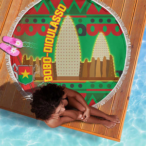 Burkina Faso Beach Blanket Tribal Design and Bobo Dioulasso Landmark - African Pride