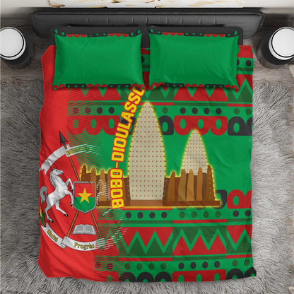 Burkina Faso Bedding Set Tribal Design and Bobo Dioulasso Landmark - African Pride
