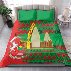 Burkina Faso Bedding Set Tribal Design and Bobo Dioulasso Landmark - African Pride