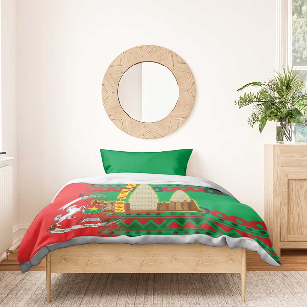 Burkina Faso Bedding Set Tribal Design and Bobo Dioulasso Landmark - African Pride