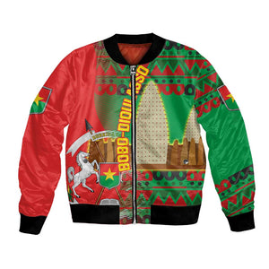 Burkina Faso Bomber Jacket Tribal Design and Bobo Dioulasso Landmark - African Pride