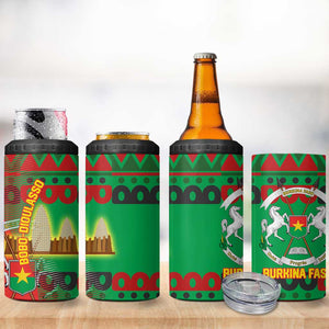 Burkina Faso 4 in 1 Can Cooler Tumbler Tribal Design and Bobo Dioulasso Landmark - African Pride