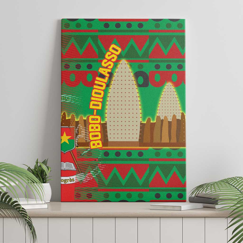 Burkina Faso Canvas Wall Art Tribal Design and Bobo Dioulasso Landmark - African Pride