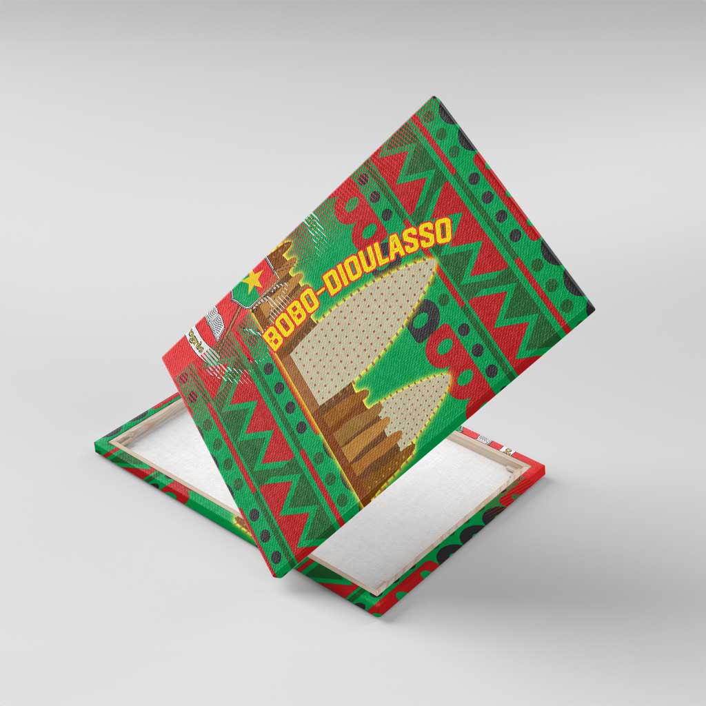 Burkina Faso Canvas Wall Art Tribal Design and Bobo Dioulasso Landmark - African Pride