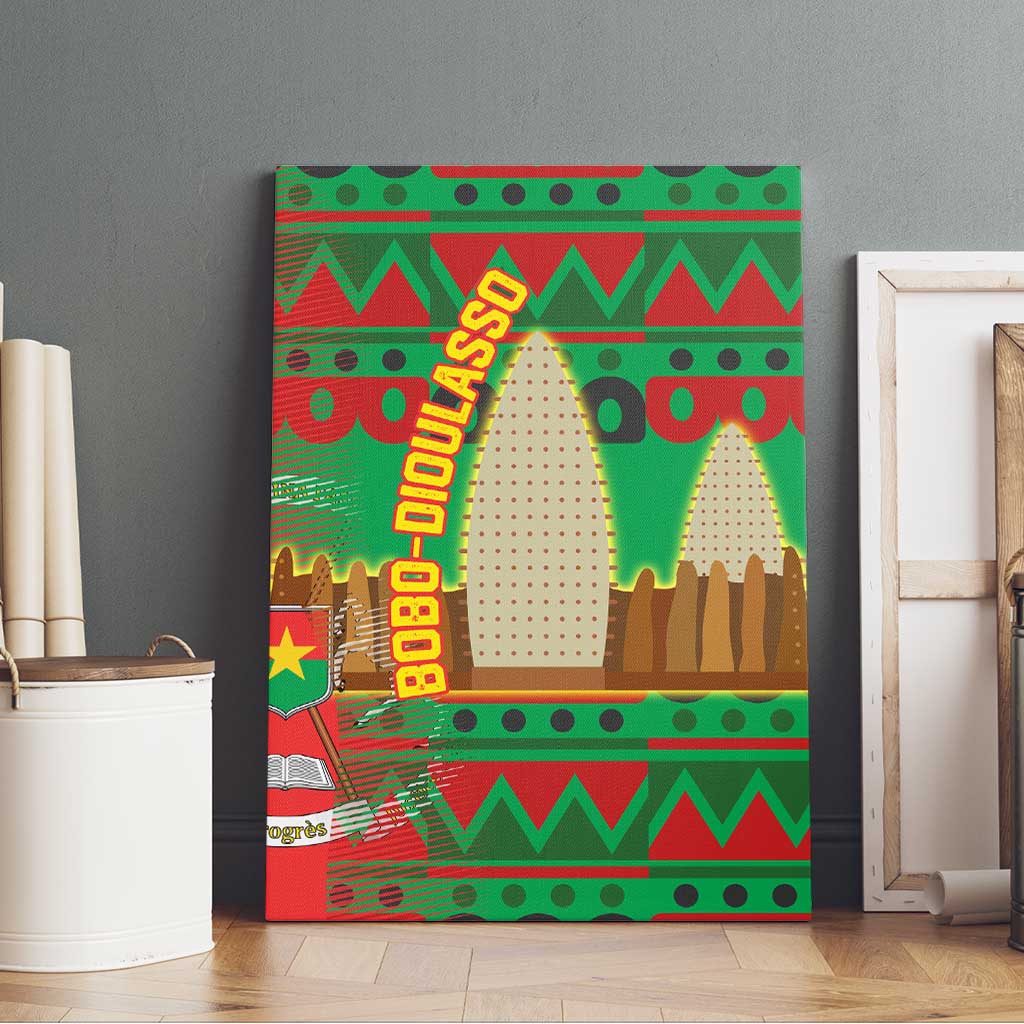 Burkina Faso Canvas Wall Art Tribal Design and Bobo Dioulasso Landmark - African Pride