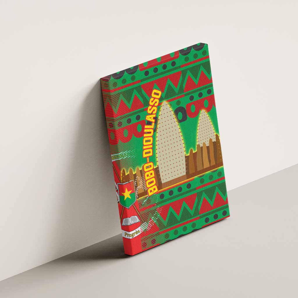 Burkina Faso Canvas Wall Art Tribal Design and Bobo Dioulasso Landmark - African Pride