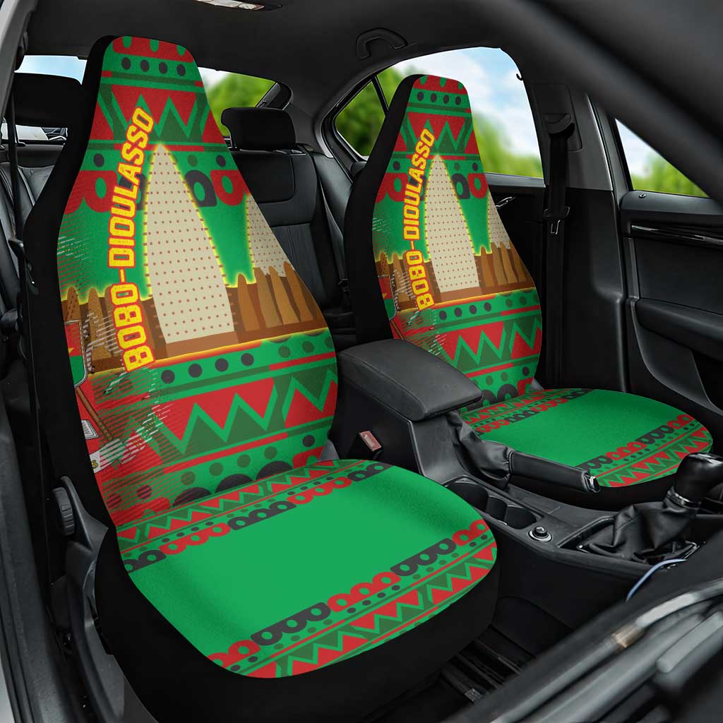 Burkina Faso Car Seat Cover Tribal Design and Bobo Dioulasso Landmark - African Pride