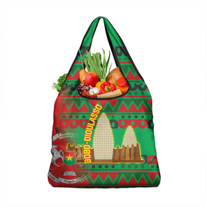 Burkina Faso Grocery Bag Tribal Design and Bobo Dioulasso Landmark - African Pride