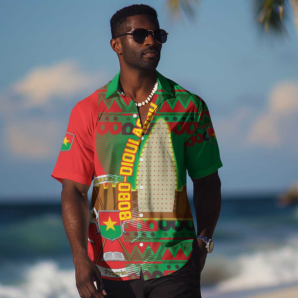 Burkina Faso Hawaiian Shirt Tribal Design and Bobo Dioulasso Landmark - African Pride