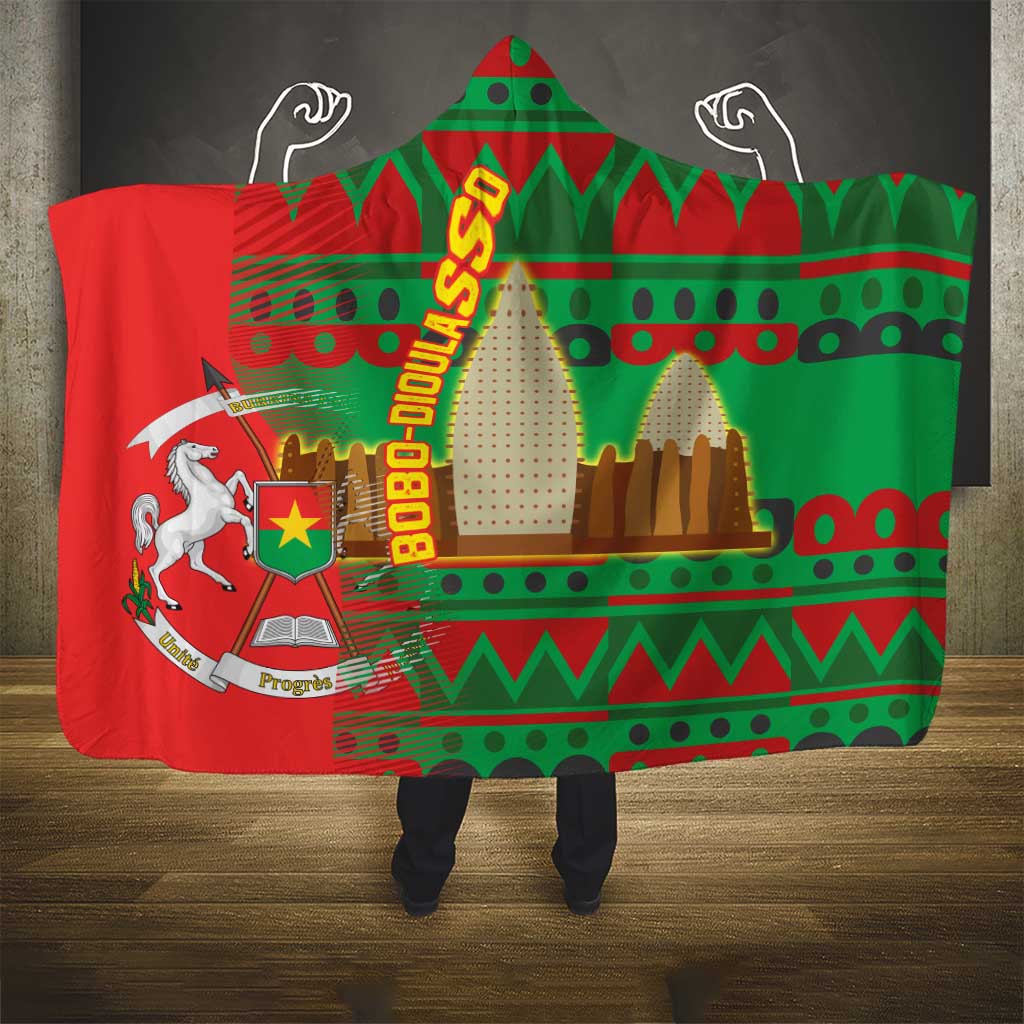 Burkina Faso Hooded Blanket Tribal Design and Bobo Dioulasso Landmark - African Pride