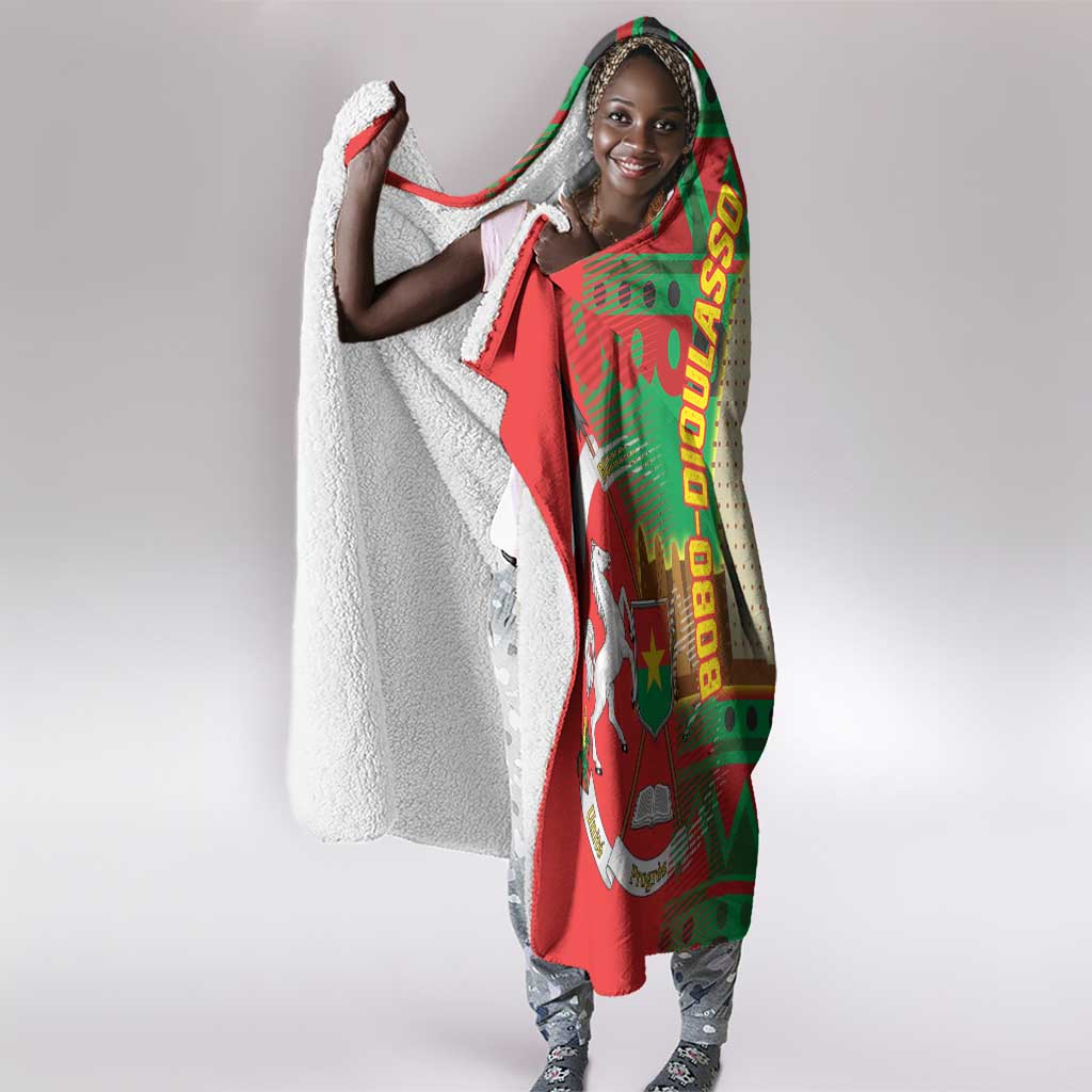 Burkina Faso Hooded Blanket Tribal Design and Bobo Dioulasso Landmark - African Pride