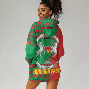 Burkina Faso Hoodie Dress Tribal Design and Bobo Dioulasso Landmark - African Pride