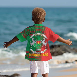 Burkina Faso Kid Hawaiian Shirt Tribal Design and Bobo Dioulasso Landmark - African Pride