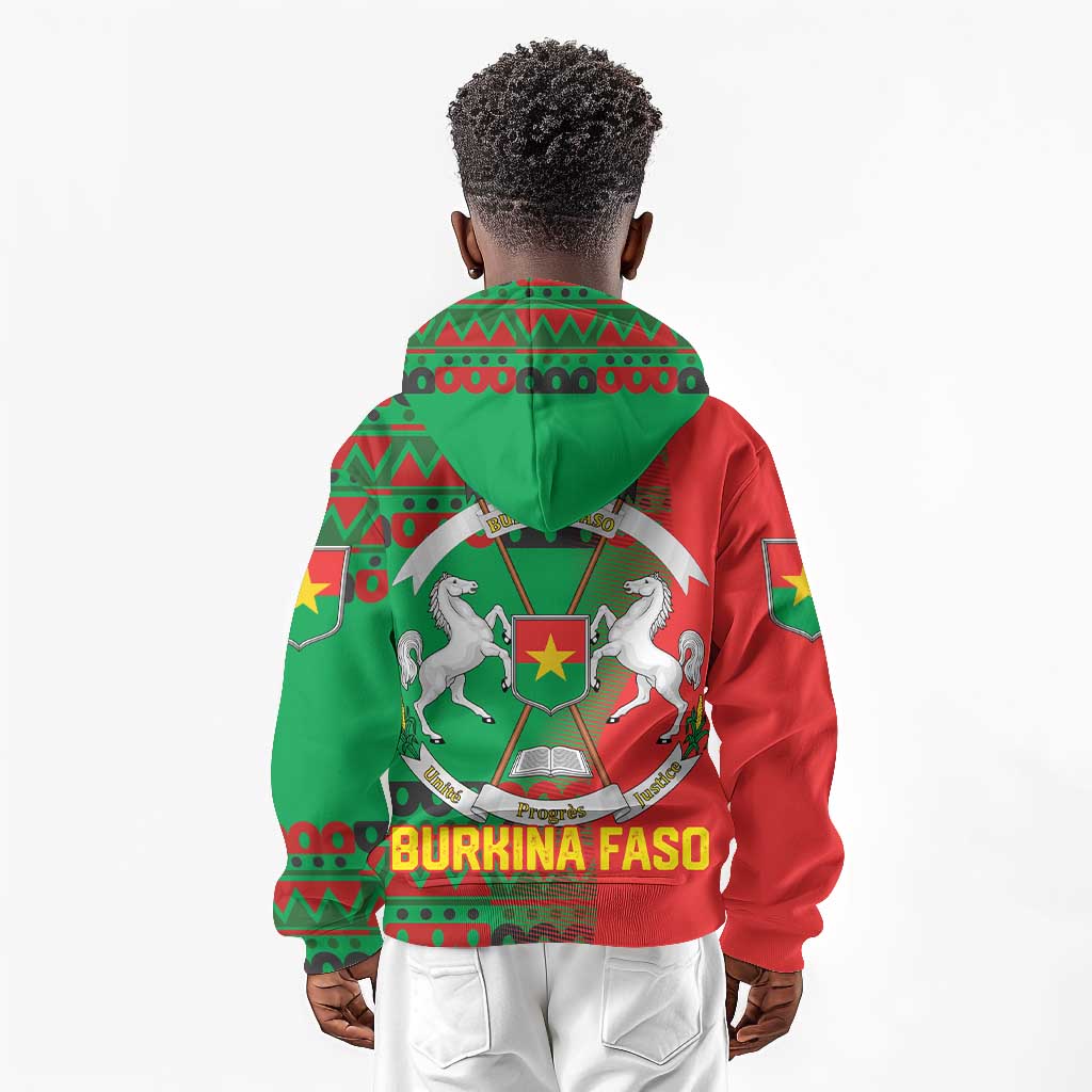 Burkina Faso Kid Hoodie Tribal Design and Bobo Dioulasso Landmark - African Pride