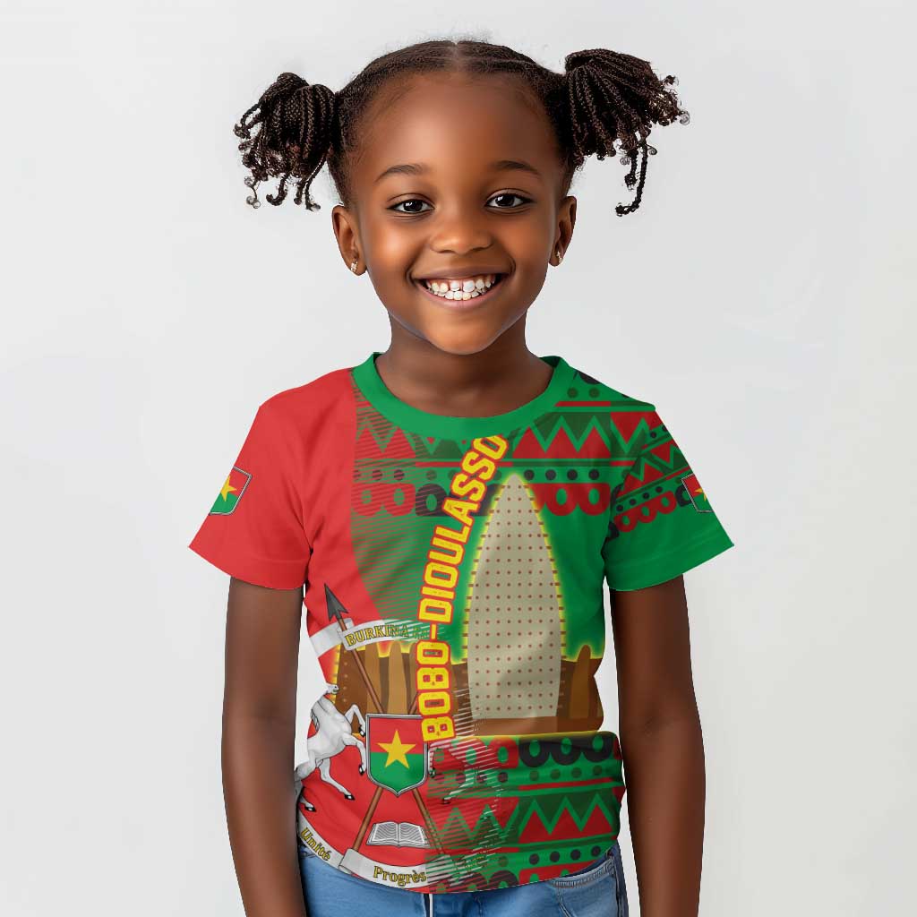 Burkina Faso Kid T shirt Tribal Design and Bobo Dioulasso Landmark - African Pride