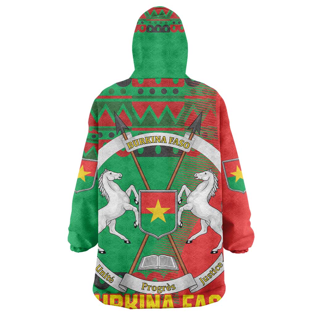 Burkina Faso Kid Wearable Blanket Hoodie Tribal Design and Bobo Dioulasso Landmark - African Pride