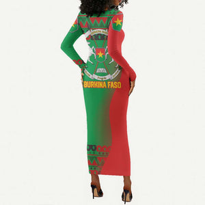 Burkina Faso Long Sleeve Bodycon Dress Tribal Design and Bobo Dioulasso Landmark - African Pride