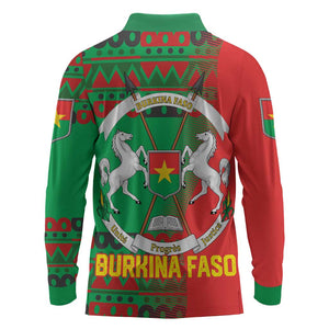 Burkina Faso Long Sleeve Polo Shirt Tribal Design and Bobo Dioulasso Landmark - African Pride