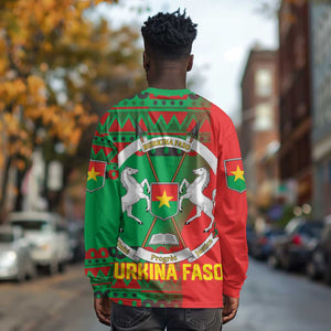 Burkina Faso Long Sleeve Shirt Tribal Design and Bobo Dioulasso Landmark - African Pride
