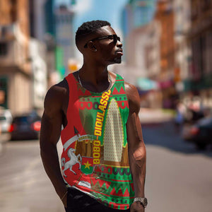 Burkina Faso Men Tank Top Tribal Design and Bobo Dioulasso Landmark - African Pride